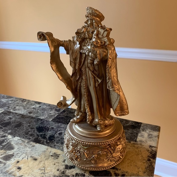 Gold Santa musical figurine Christmas decor - Picture 3 of 12